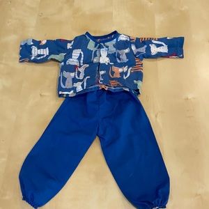 American Girl set of Veterinary scrubs, Doctor scrubs, and pet Husky.